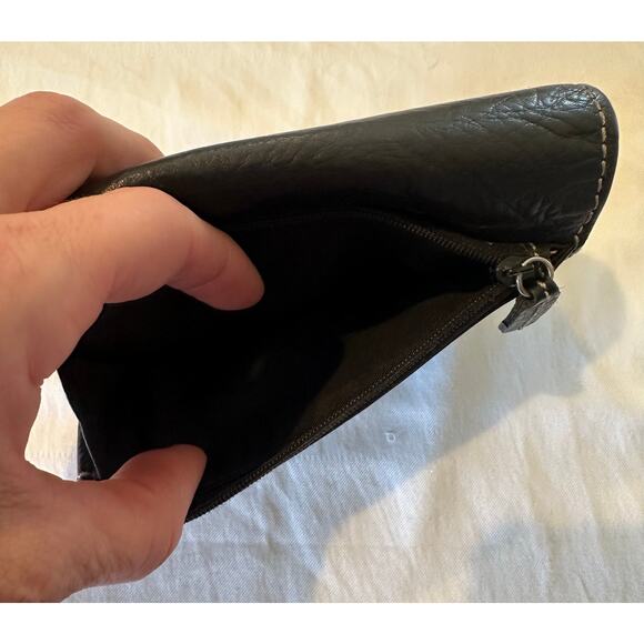 FOSSIL Women's Black LEATHER Wallet TriFold Flap Snap Closure Zip Vintage 90s - Picture 6 of 9